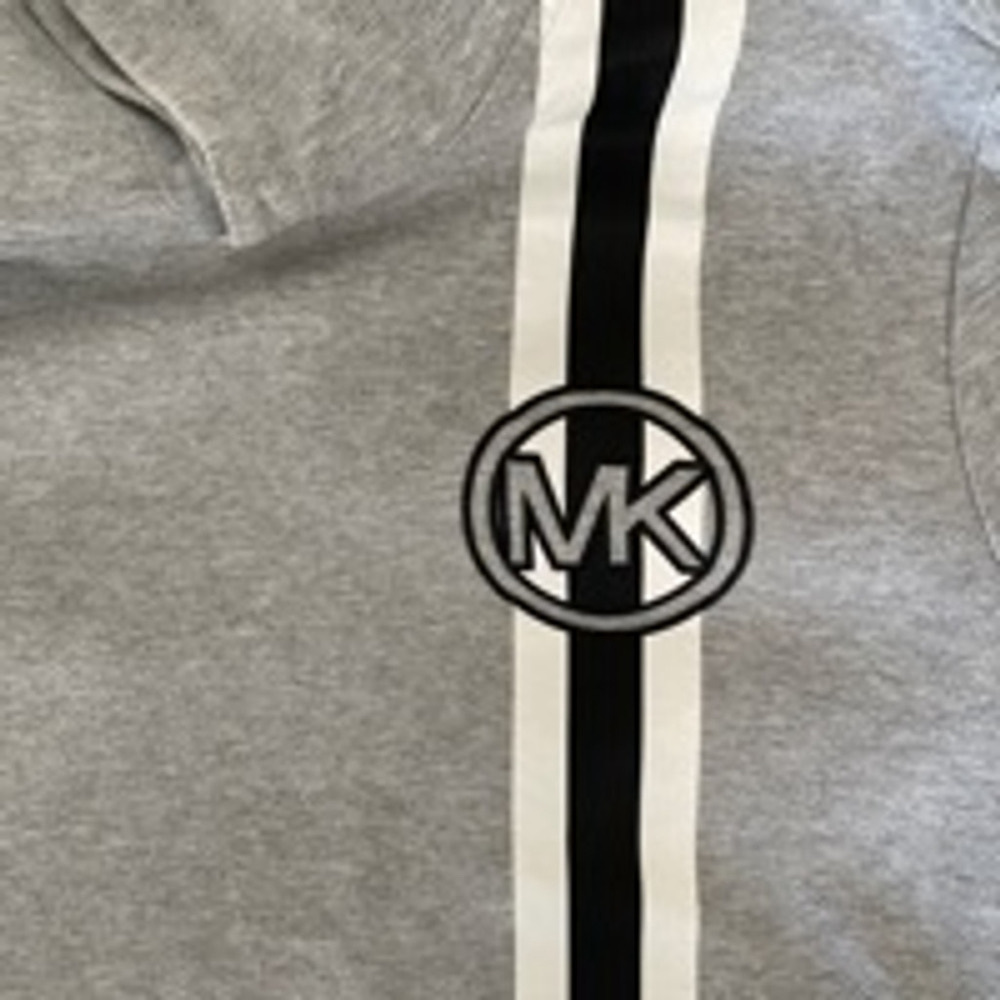Men's Michael Kors XL Sweatshirt Hoodie Gray Stripe Detail Very Good Used